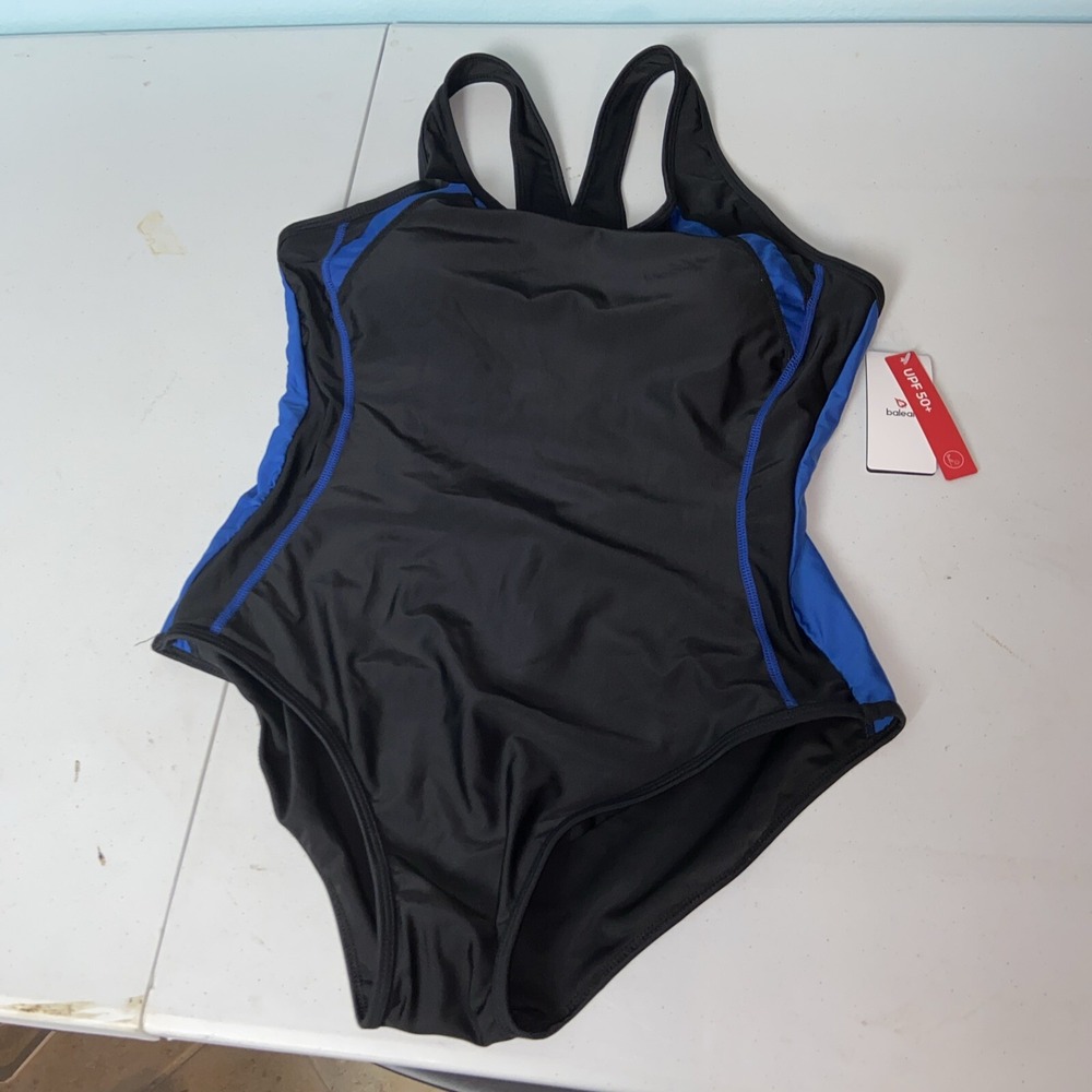 Baleaf One Piece Swimsuit Women 40 Black Blue Athletic UPF 50+ Swimwear